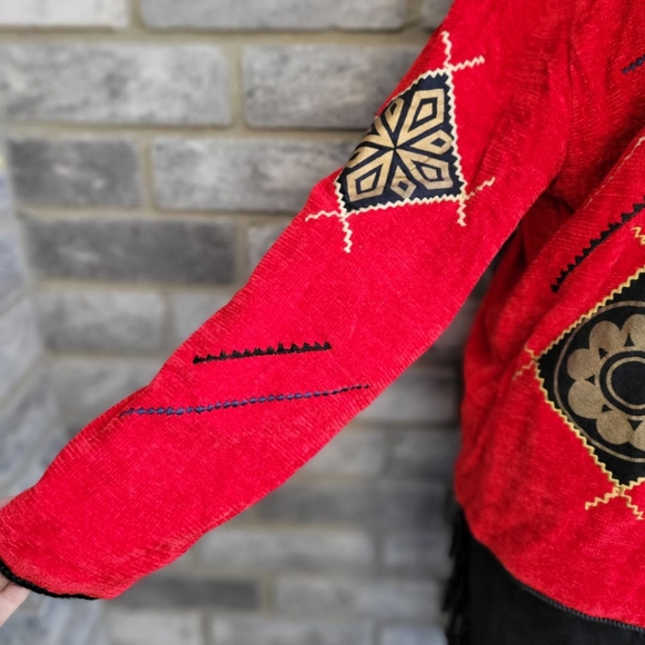 Red Tapestry patchwork jacket - Picture 3 of 7